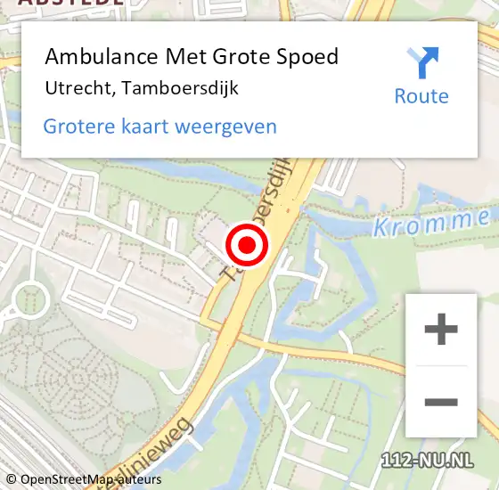 Locatie op kaart van de 112 melding: Ambulance Met Grote Spoed Naar Utrecht, Tamboersdijk op 15 januari 2018 14:15