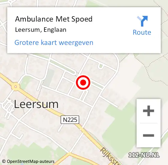 Locatie op kaart van de 112 melding: Ambulance Met Spoed Naar Leersum, Englaan op 15 januari 2018 14:25