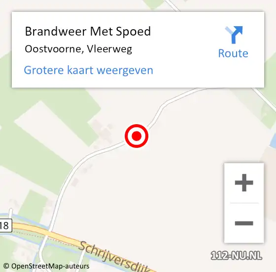 Locatie op kaart van de 112 melding: Brandweer Met Spoed Naar Oostvoorne, Vleerweg op 15 januari 2018 14:30