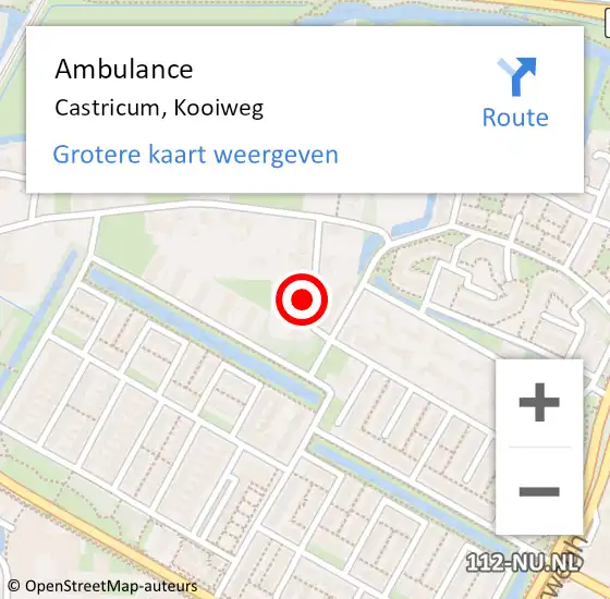 Locatie op kaart van de 112 melding: Ambulance Castricum, Kooiweg op 15 januari 2018 14:46