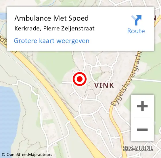 Locatie op kaart van de 112 melding: Ambulance Met Spoed Naar Kerkrade, Pierre Zeijenstraat op 7 september 2013 06:49