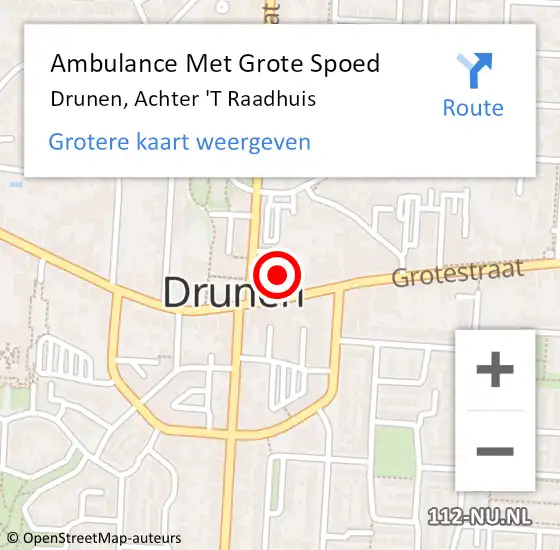Locatie op kaart van de 112 melding: Ambulance Met Grote Spoed Naar Drunen, Achter 't Raadhuis op 15 januari 2018 15:35