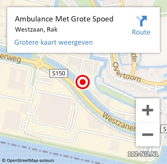 Locatie op kaart van de 112 melding: Ambulance Met Grote Spoed Naar Westzaan, Rak op 15 januari 2018 15:42
