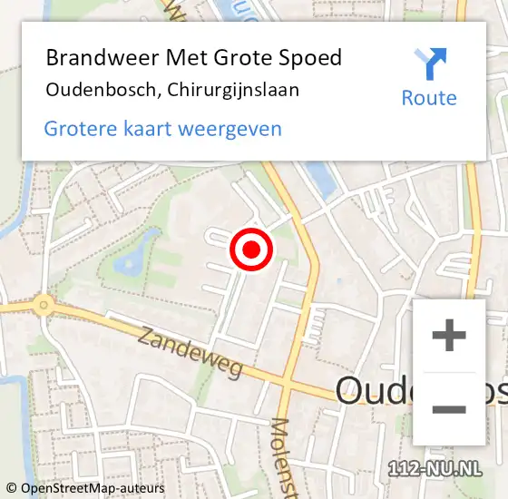 Locatie op kaart van de 112 melding: Brandweer Met Grote Spoed Naar Oudenbosch, Chirurgijnslaan op 15 januari 2018 16:26