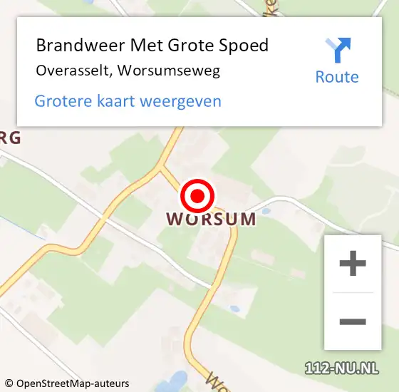 Locatie op kaart van de 112 melding: Brandweer Met Grote Spoed Naar Overasselt, Worsumseweg op 15 januari 2018 16:42