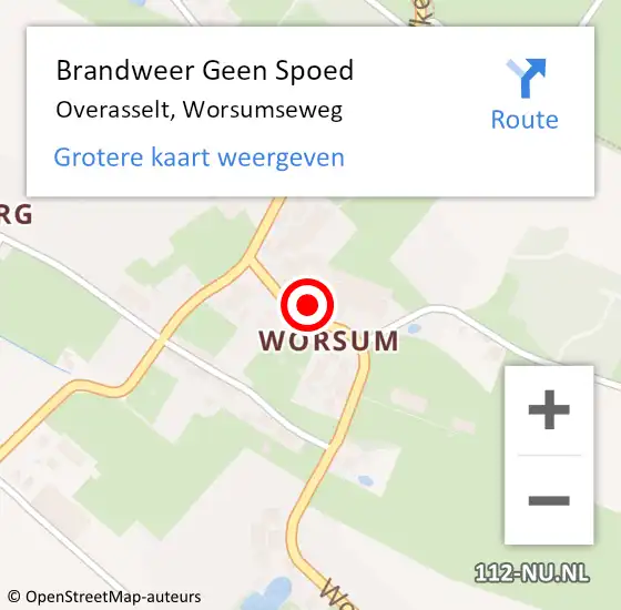 Locatie op kaart van de 112 melding: Brandweer Geen Spoed Naar Overasselt, Worsumseweg op 15 januari 2018 16:43