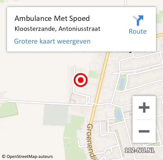 Locatie op kaart van de 112 melding: Ambulance Met Spoed Naar Kloosterzande, Antoniusstraat op 15 januari 2018 16:55