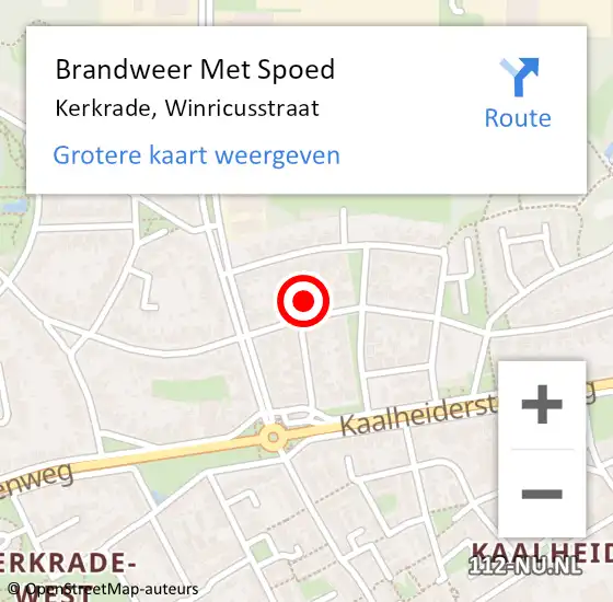 Locatie op kaart van de 112 melding: Brandweer Met Spoed Naar Kerkrade, Winricusstraat op 15 januari 2018 17:20