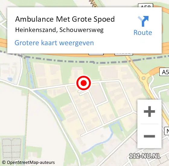 Locatie op kaart van de 112 melding: Ambulance Met Grote Spoed Naar Heinkenszand, Schouwersweg op 15 januari 2018 17:29