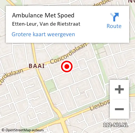 Locatie op kaart van de 112 melding: Ambulance Met Spoed Naar Etten-Leur, Van de Rietstraat op 15 januari 2018 18:43