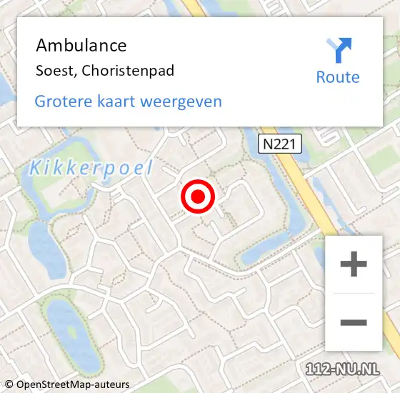 Locatie op kaart van de 112 melding: Ambulance Soest, Choristenpad op 15 januari 2018 18:47