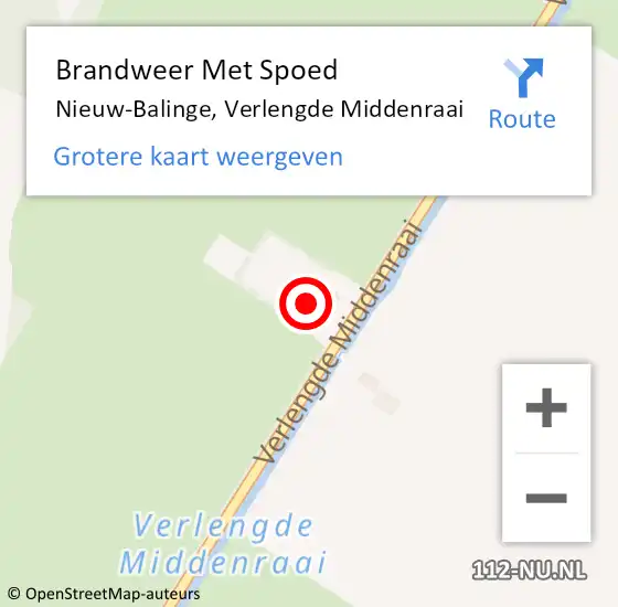 Locatie op kaart van de 112 melding: Brandweer Met Spoed Naar Nieuw-Balinge, Verlengde Middenraai op 22 september 2013 11:04