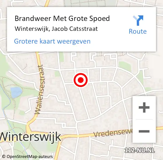 Locatie op kaart van de 112 melding: Brandweer Met Grote Spoed Naar Winterswijk, Jacob Catsstraat op 15 januari 2018 19:15