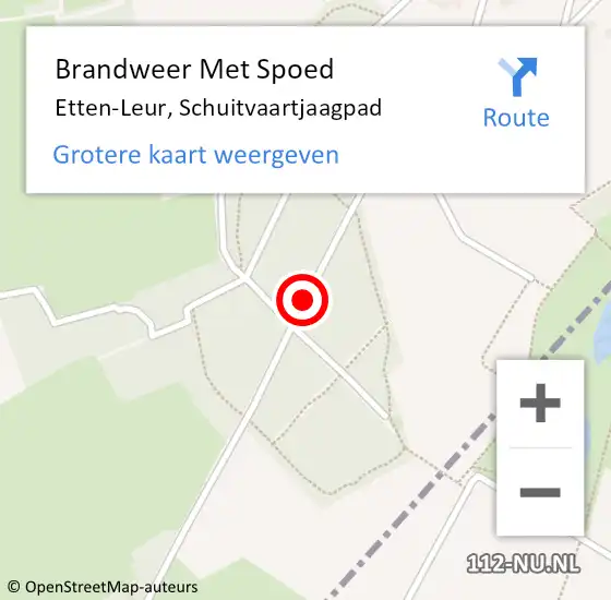 Locatie op kaart van de 112 melding: Brandweer Met Spoed Naar Etten-Leur, Schuitvaartjaagpad op 15 januari 2018 19:32