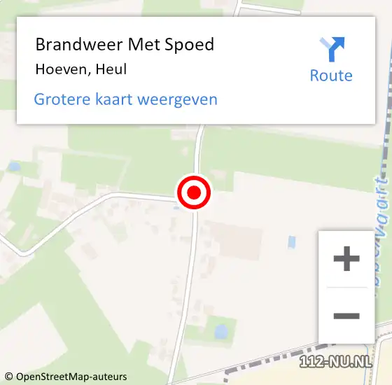 Locatie op kaart van de 112 melding: Brandweer Met Spoed Naar Hoeven, Heul op 15 januari 2018 19:33