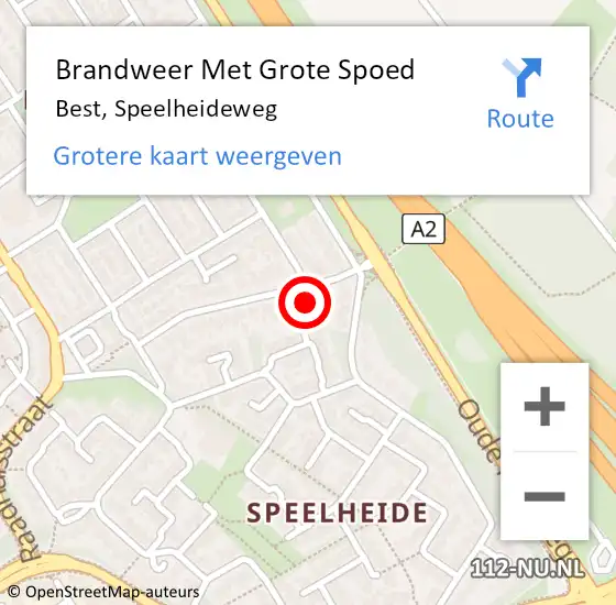 Locatie op kaart van de 112 melding: Brandweer Met Grote Spoed Naar Best, Speelheideweg op 15 januari 2018 19:40