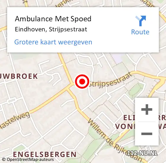 Locatie op kaart van de 112 melding: Ambulance Met Spoed Naar Eindhoven, Strijpsestraat op 15 januari 2018 19:44
