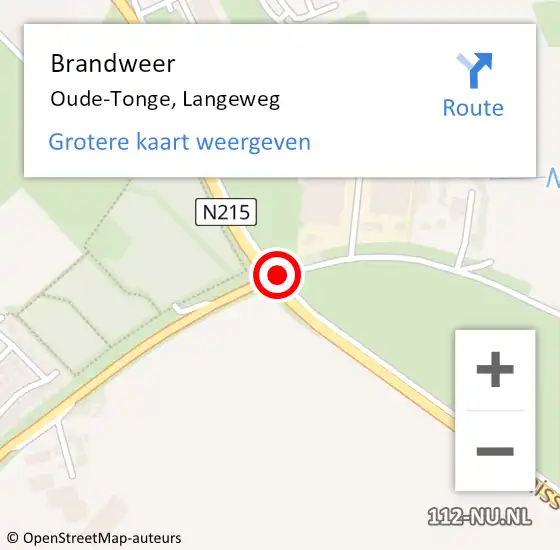 Locatie op kaart van de 112 melding: Brandweer Oude-Tonge, Langeweg op 15 januari 2018 19:50