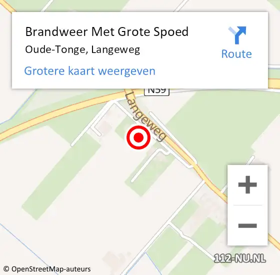 Locatie op kaart van de 112 melding: Brandweer Met Grote Spoed Naar Oude-Tonge, Langeweg op 15 januari 2018 19:50