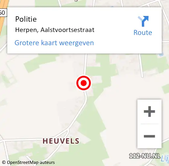 Locatie op kaart van de 112 melding: Politie Herpen, Aalstvoortsestraat op 15 januari 2018 19:51