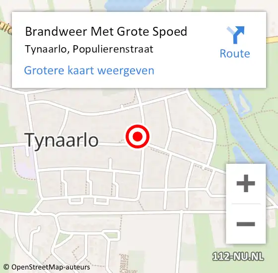 Locatie op kaart van de 112 melding: Brandweer Met Grote Spoed Naar Tynaarlo, Populierenstraat op 15 januari 2018 19:54