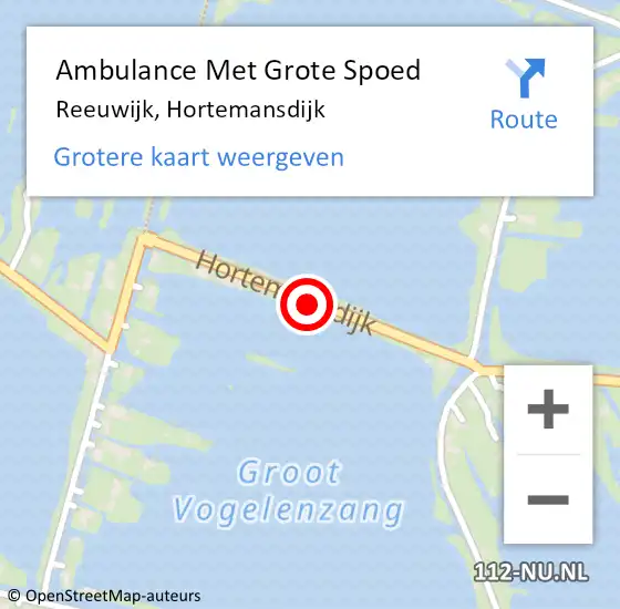 Locatie op kaart van de 112 melding: Ambulance Met Grote Spoed Naar Reeuwijk, Hortemansdijk op 15 januari 2018 20:05