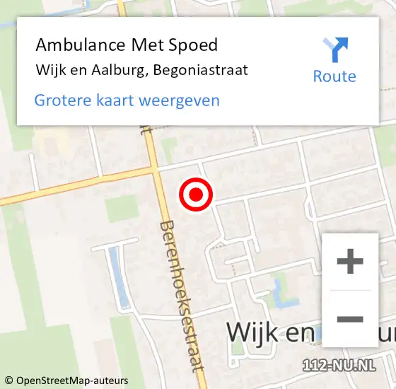 Locatie op kaart van de 112 melding: Ambulance Met Spoed Naar Wijk en Aalburg, Begoniastraat op 15 januari 2018 20:58