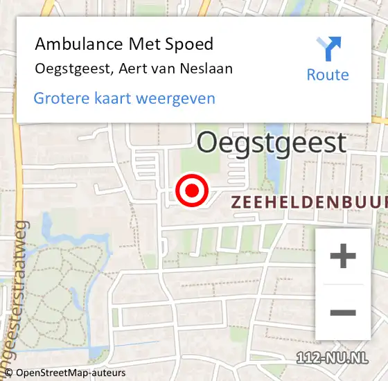 Locatie op kaart van de 112 melding: Ambulance Met Spoed Naar Oegstgeest, Aert van Neslaan op 15 januari 2018 21:14