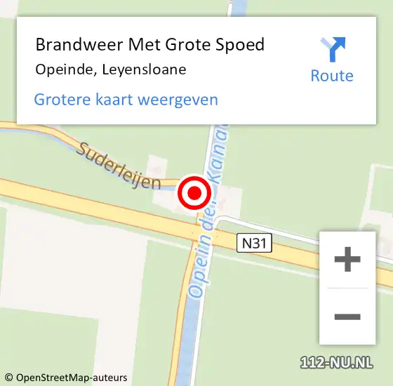 Locatie op kaart van de 112 melding: Brandweer Met Grote Spoed Naar Opeinde, Leyensloane op 15 januari 2018 22:08