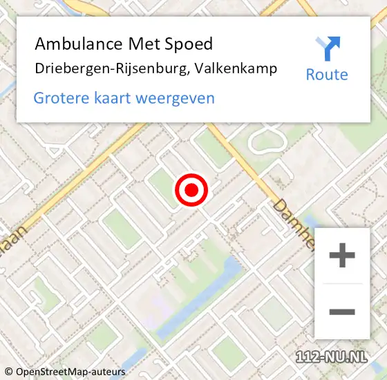 Locatie op kaart van de 112 melding: Ambulance Met Spoed Naar Driebergen-Rijsenburg, Valkenkamp op 15 januari 2018 22:24