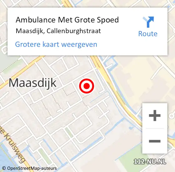 Locatie op kaart van de 112 melding: Ambulance Met Grote Spoed Naar Maasdijk, Callenburghstraat op 15 januari 2018 23:06