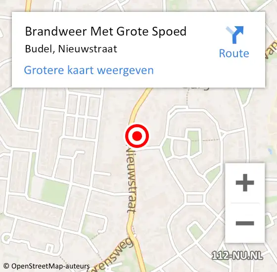 Locatie op kaart van de 112 melding: Brandweer Met Grote Spoed Naar Budel, Nieuwstraat op 15 januari 2018 23:18