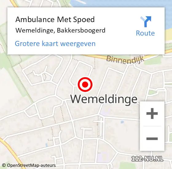Locatie op kaart van de 112 melding: Ambulance Met Spoed Naar Wemeldinge, Bakkersboogerd op 15 januari 2018 23:24