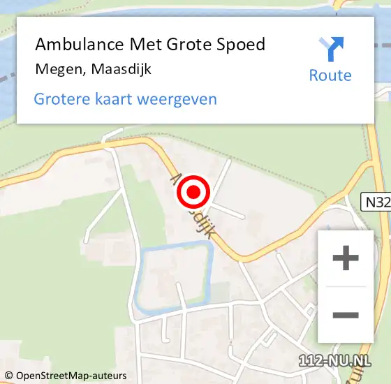 Locatie op kaart van de 112 melding: Ambulance Met Grote Spoed Naar Megen, Maasdijk op 15 januari 2018 23:39