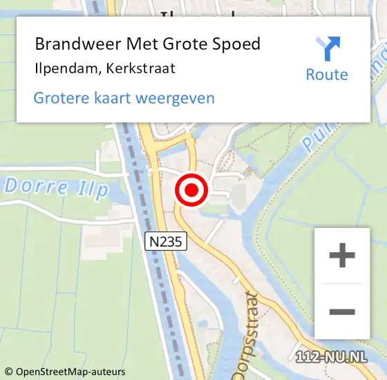 Locatie op kaart van de 112 melding: Brandweer Met Grote Spoed Naar Ilpendam, Kerkstraat op 15 januari 2018 23:50