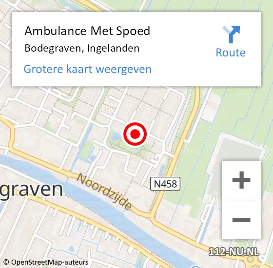 Locatie op kaart van de 112 melding: Ambulance Met Spoed Naar Bodegraven, Ingelanden op 16 januari 2018 01:39