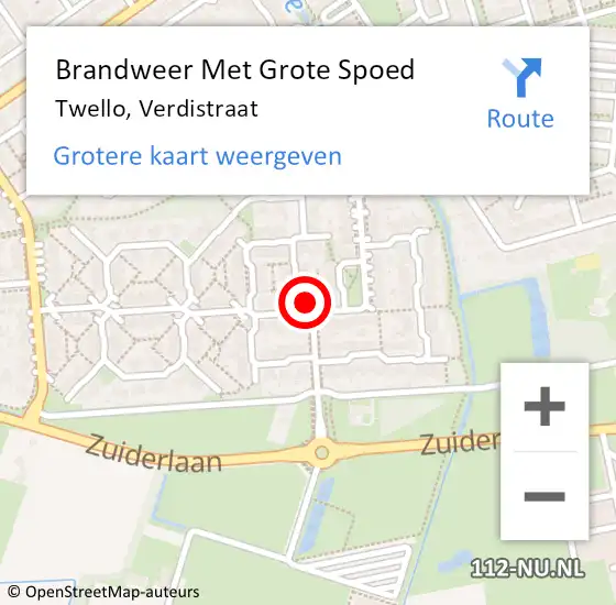 Locatie op kaart van de 112 melding: Brandweer Met Grote Spoed Naar Twello, Verdistraat op 16 januari 2018 02:57