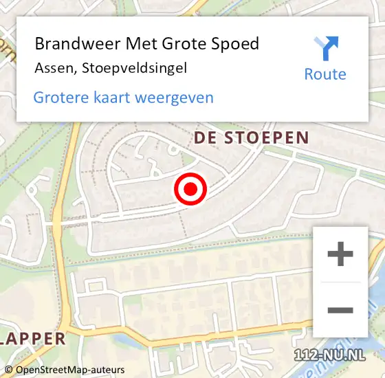 Locatie op kaart van de 112 melding: Brandweer Met Grote Spoed Naar Assen, Stoepveldsingel op 16 januari 2018 03:46