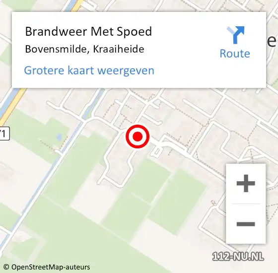 Locatie op kaart van de 112 melding: Brandweer Met Spoed Naar Bovensmilde, Kraaiheide op 16 januari 2018 05:51