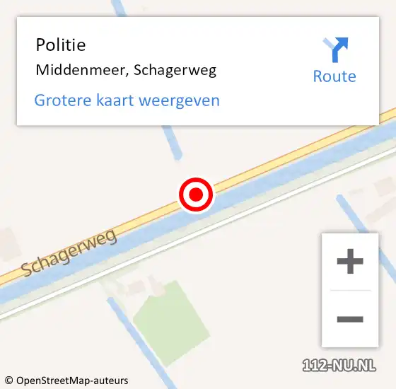 Locatie op kaart van de 112 melding: Politie Middenmeer, Schagerweg op 16 januari 2018 05:54