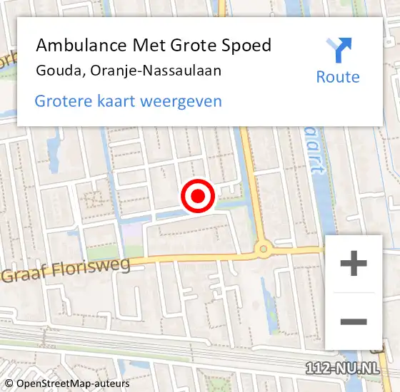 Locatie op kaart van de 112 melding: Ambulance Met Grote Spoed Naar Gouda, Oranje-Nassaulaan op 16 januari 2018 06:23