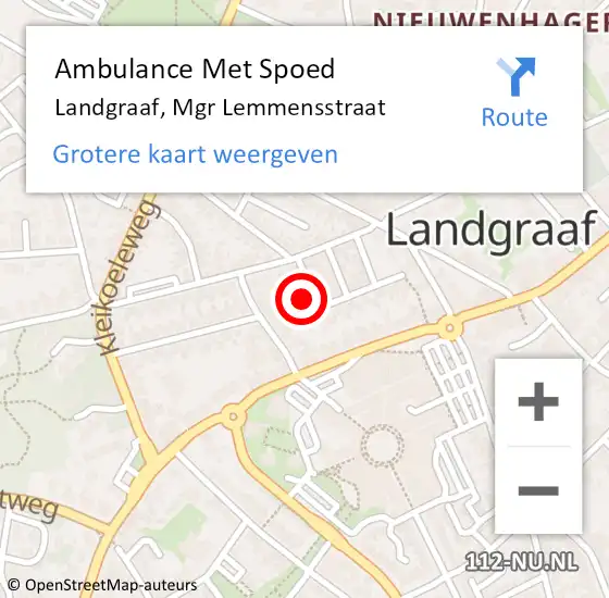 Locatie op kaart van de 112 melding: Ambulance Met Spoed Naar Landgraaf, Mgr Lemmensstraat op 13 februari 2014 09:49