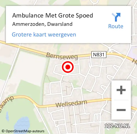 Locatie op kaart van de 112 melding: Ambulance Met Grote Spoed Naar Ammerzoden, Dwarsland op 16 januari 2018 07:47