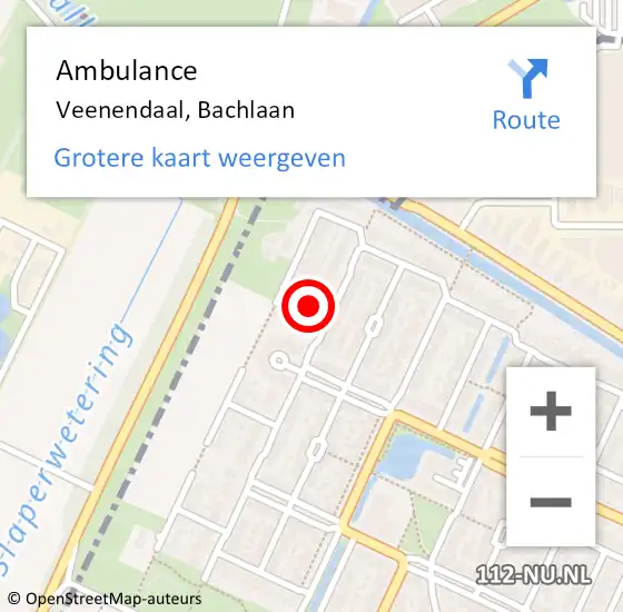 Locatie op kaart van de 112 melding: Ambulance Veenendaal, Bachlaan op 16 januari 2018 08:25