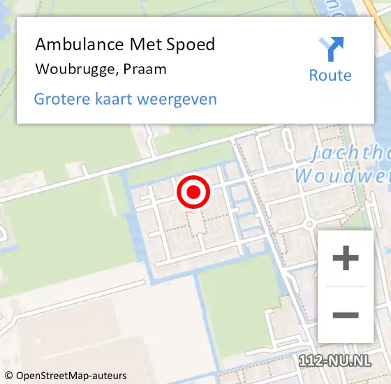 Locatie op kaart van de 112 melding: Ambulance Met Spoed Naar Woubrugge, Praam op 16 januari 2018 09:27