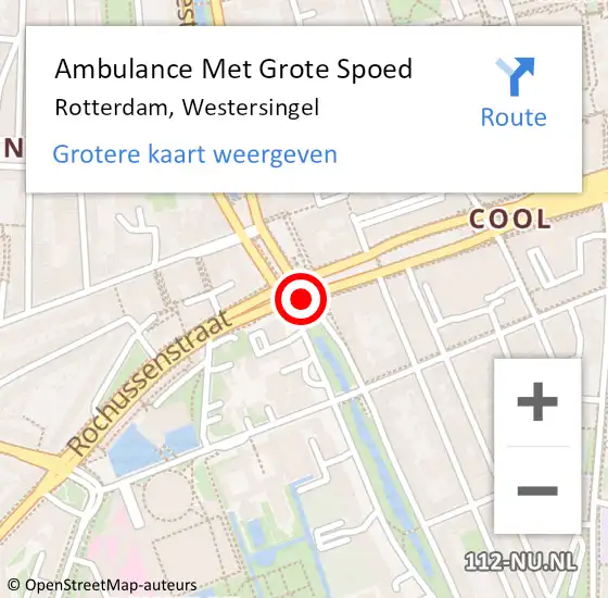 Locatie op kaart van de 112 melding: Ambulance Met Grote Spoed Naar Rotterdam, Westersingel op 16 januari 2018 09:53
