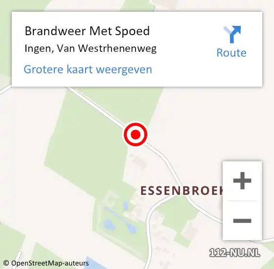 Locatie op kaart van de 112 melding: Brandweer Met Spoed Naar Ingen, Van Westrhenenweg op 16 januari 2018 10:07