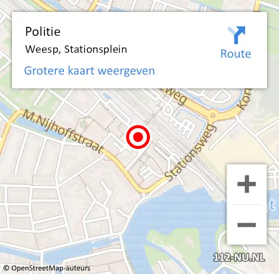 Locatie op kaart van de 112 melding: Politie Weesp, Stationsplein op 16 januari 2018 10:24