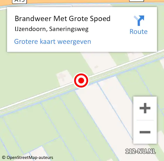 Locatie op kaart van de 112 melding: Brandweer Met Grote Spoed Naar IJzendoorn, Saneringsweg op 16 januari 2018 10:25