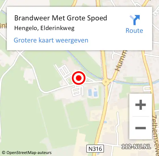 Locatie op kaart van de 112 melding: Brandweer Met Grote Spoed Naar Hengelo Gld, Elderinkweg op 16 januari 2018 10:29